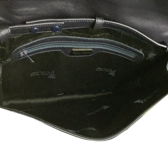 Gianni Versace Vintage Black Ribbed Leather Convertible Shoulder Bag - Picture 12 of 15